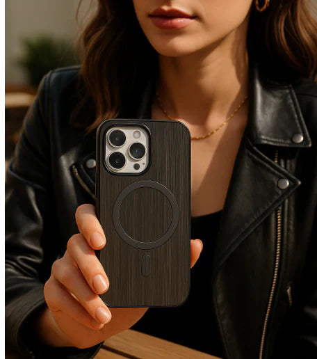 MagSafe-Compatible Wood Texture iPhone Case 15 & 16 promax