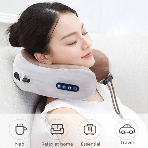 Portable Rechargeable U-Shaped Massage Pillow Car Cervical Massage Pillow, Neck Pillow Home, Travel, Office