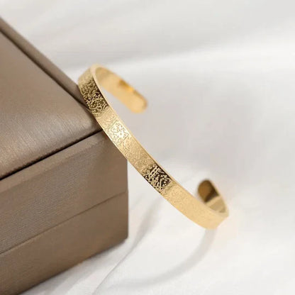 Ayatul Kursi Bracelet – Faith, Protection & Elegance | 18K Gold Plated, Black & Silver