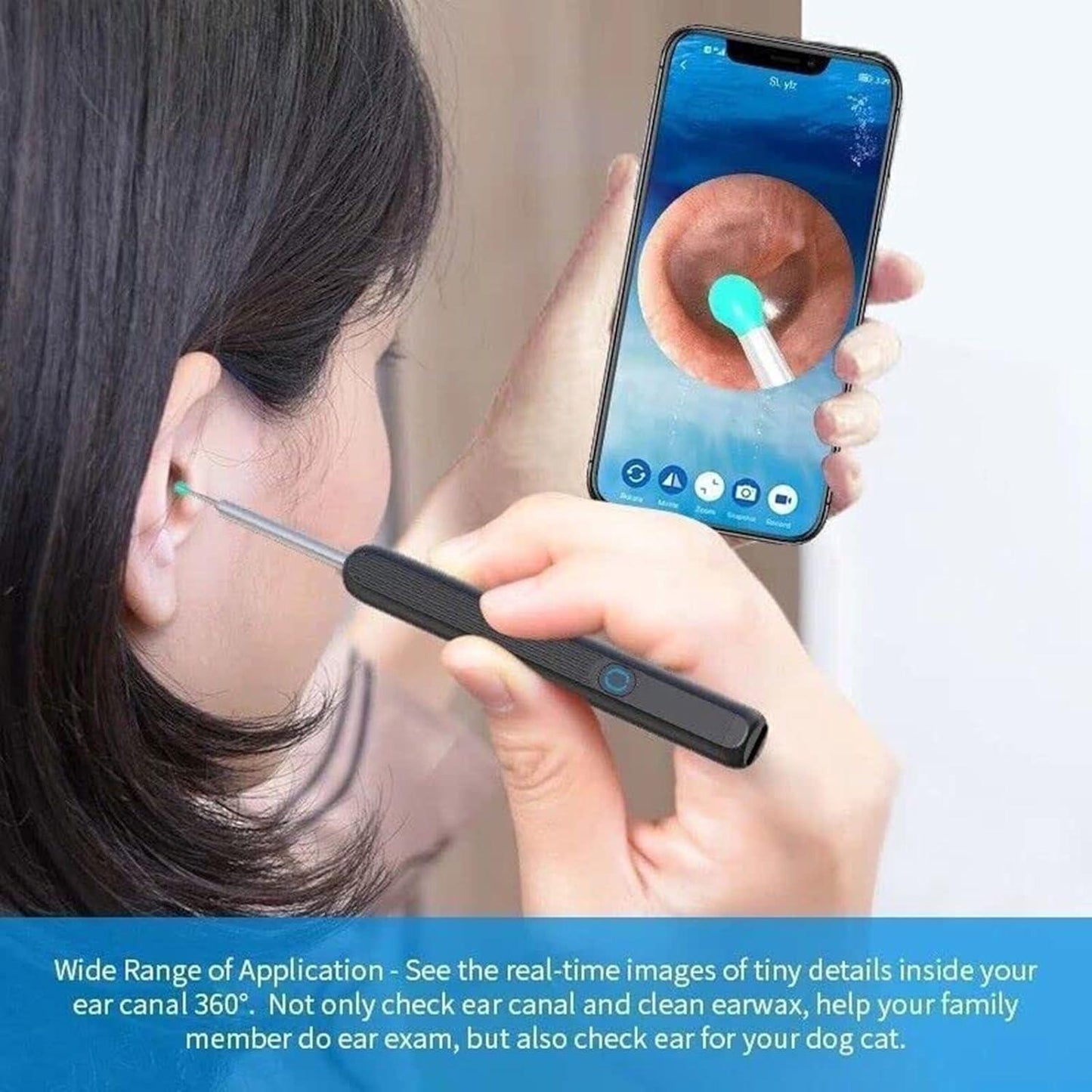 Smart Visual Ear Cleaner with HD Camera – Wireless Ear Wax Removal Otoscope with 6 LED Lights, USB-C Charging, iPhone & Android Compatible