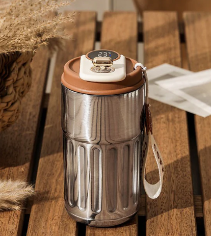 Smart Digital Thermal Bottle Portable Coffee Mug Stainless Steel Water Bottle In-Car Insulated Cup Keep Cold Vacuum Flasks 450ml
