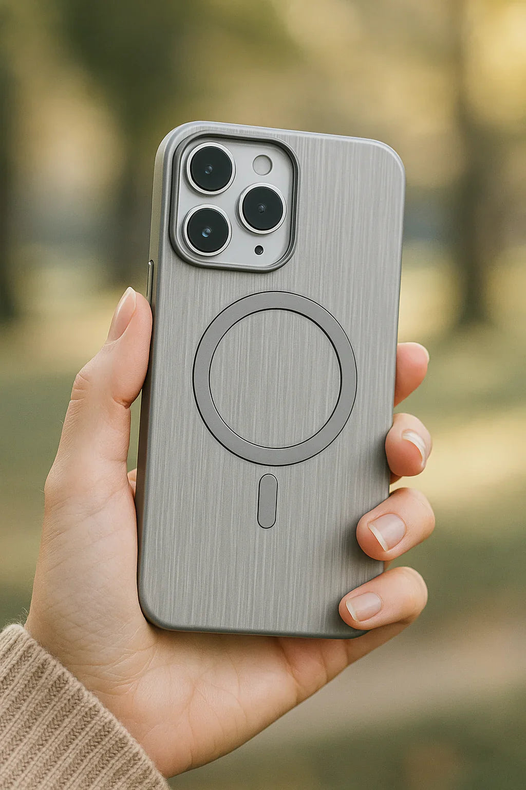 MagSafe-Compatible Wood Texture iPhone Case 15 & 16 promax