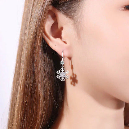 Temperament Snowflake Earrings With Rhinestones Fashion